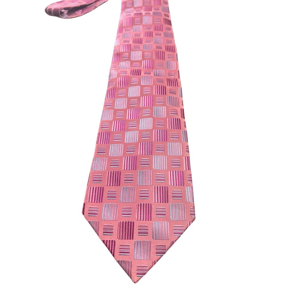 Pink Geometric Tie | Men's Patterned Necktie | Modern Formal Business